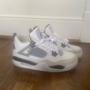 Air Jordan 4 Sneakers White Gray and Black